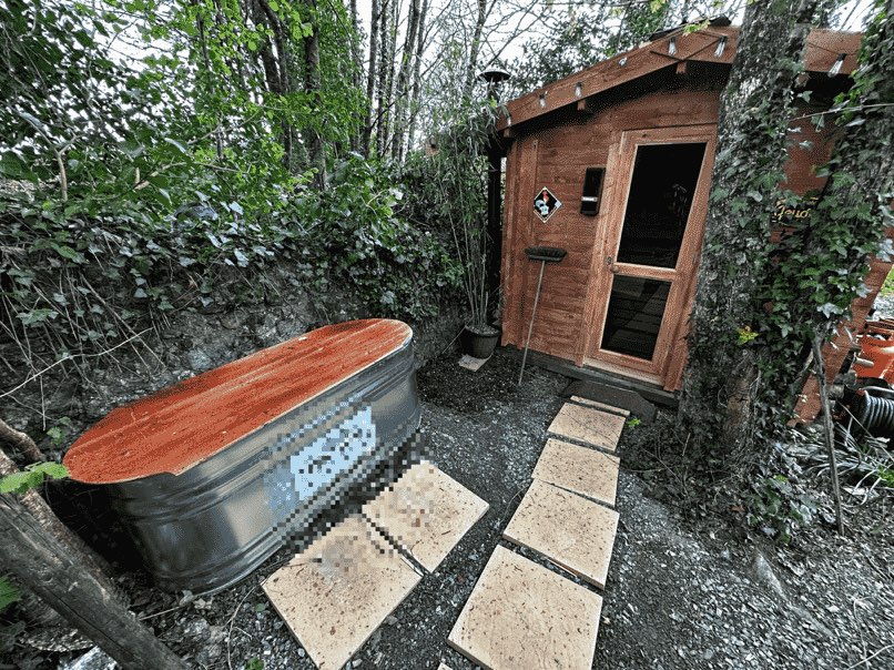 Sauna hut (optional extra) and ice bath 