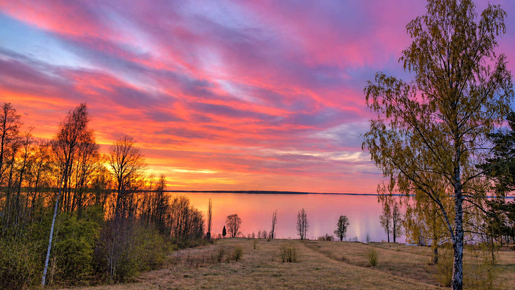 Golden sunset across Lake Skagern
