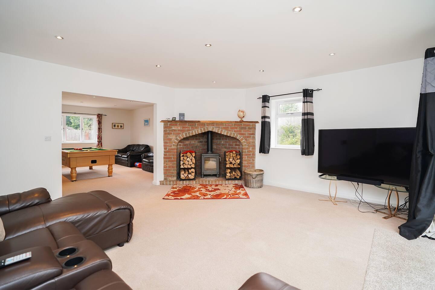 The amazing living room with comfortable sofas